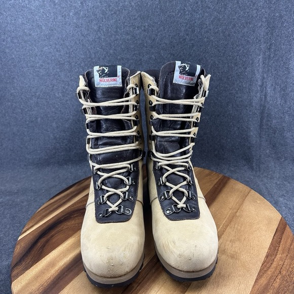 Vtg WOLVERINE 3726 Tan Leather Nobuck Lace Up Mountaineering Hiking Boots 8M USA main image 12